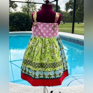 Matilda Jane Clothing Boutique Deer Mushrooms and Stars Dress-Size 8 100% cotton